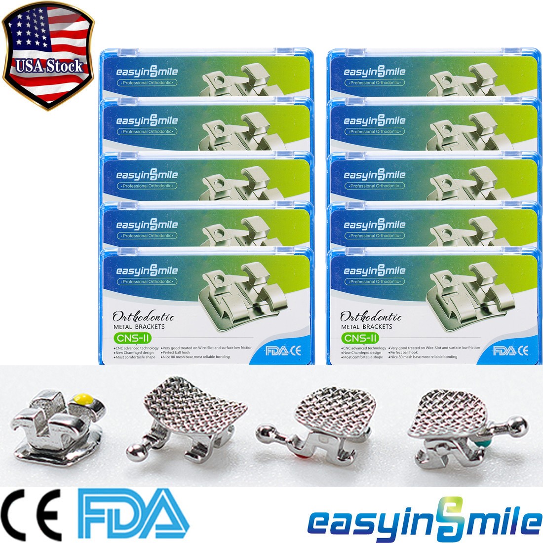 10PKS Dental Orthodontic Brackets MINI Roth/MBT Braces 022 345 Orth Easyinsmile