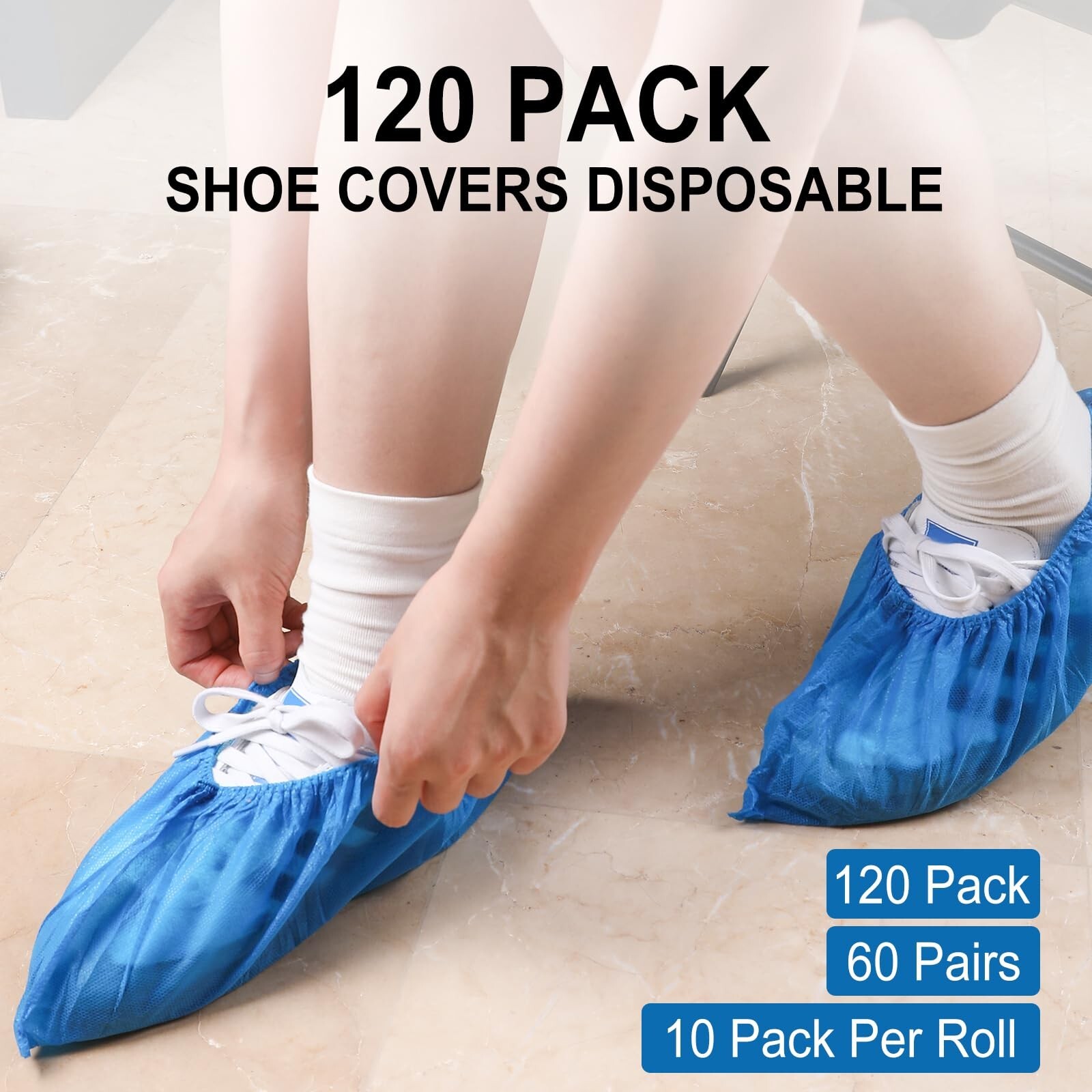 120 Pack(60 Pairs) Shoe Covers Disposable, Non-woven Fabric Shoes Covers for …