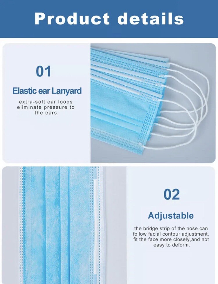 100 PCS Individually wrapped Disposable Face Masks 3Ply Non-Medical Protective