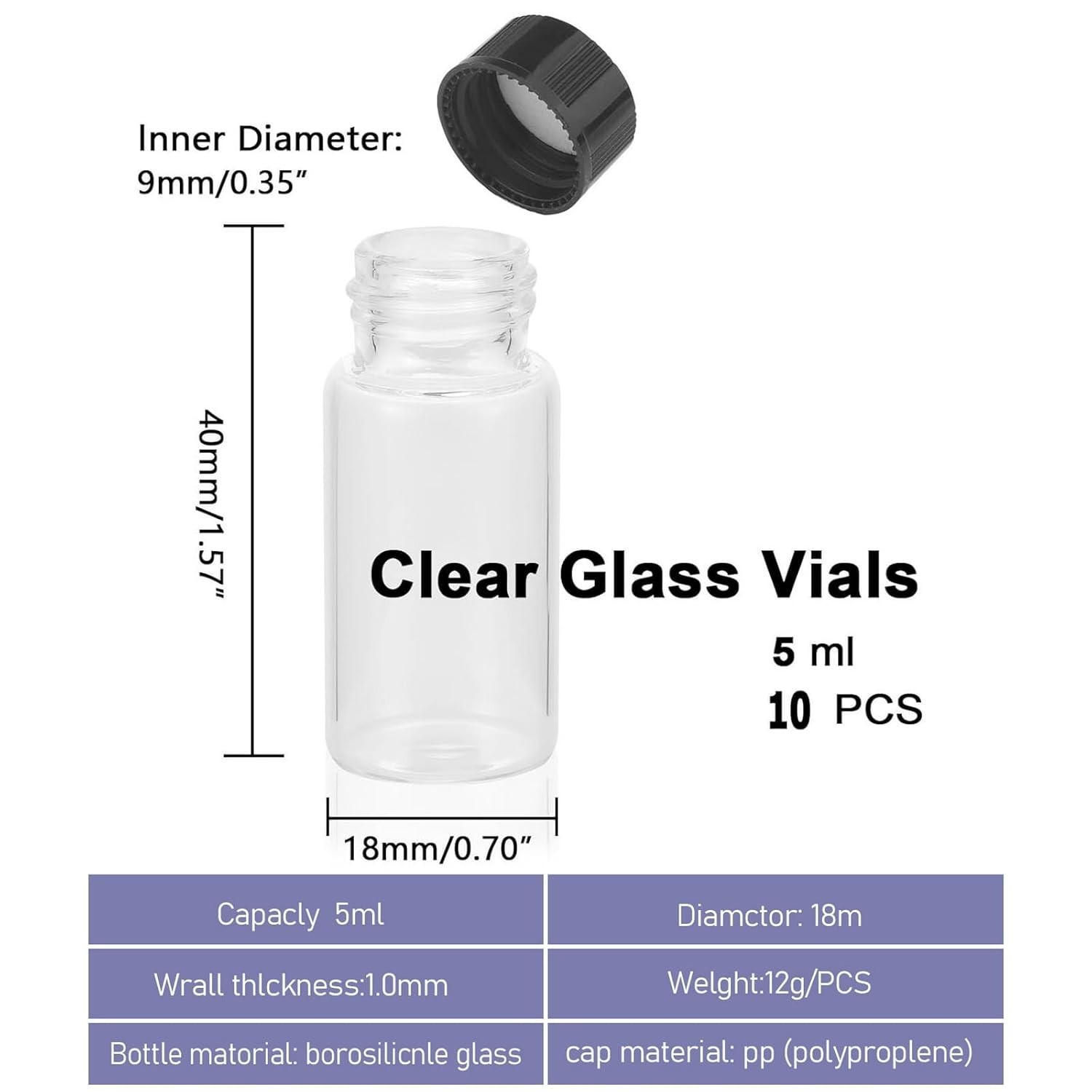 5ml Glass Vials – Shatter Resistant & Clear for Easy Content Visibility