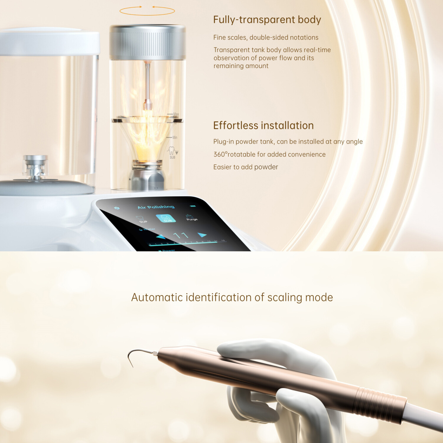 Woodpecker PT-B Dental Air Polisher & Ultrasonic Scaler w/ Wireless Foot Pedal