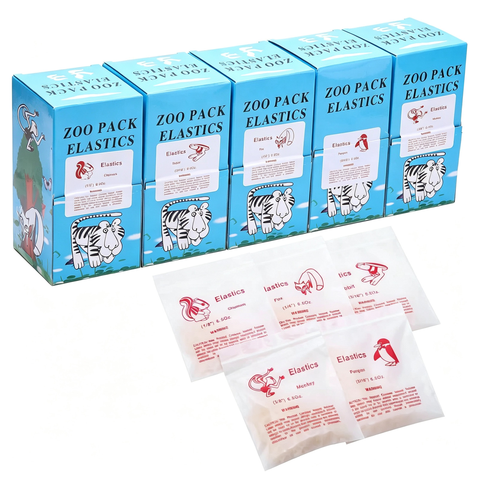 5000pcs Dental Ortho Elastic Rubber Bands Zoo Pack Latex Braces 3.5/5.0/6.5 OZ
