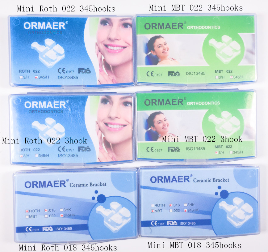 Dental ORMAER New Ceramic Brackets Mini Roth MBT 022/018 Slot Suit 3M Bracket
