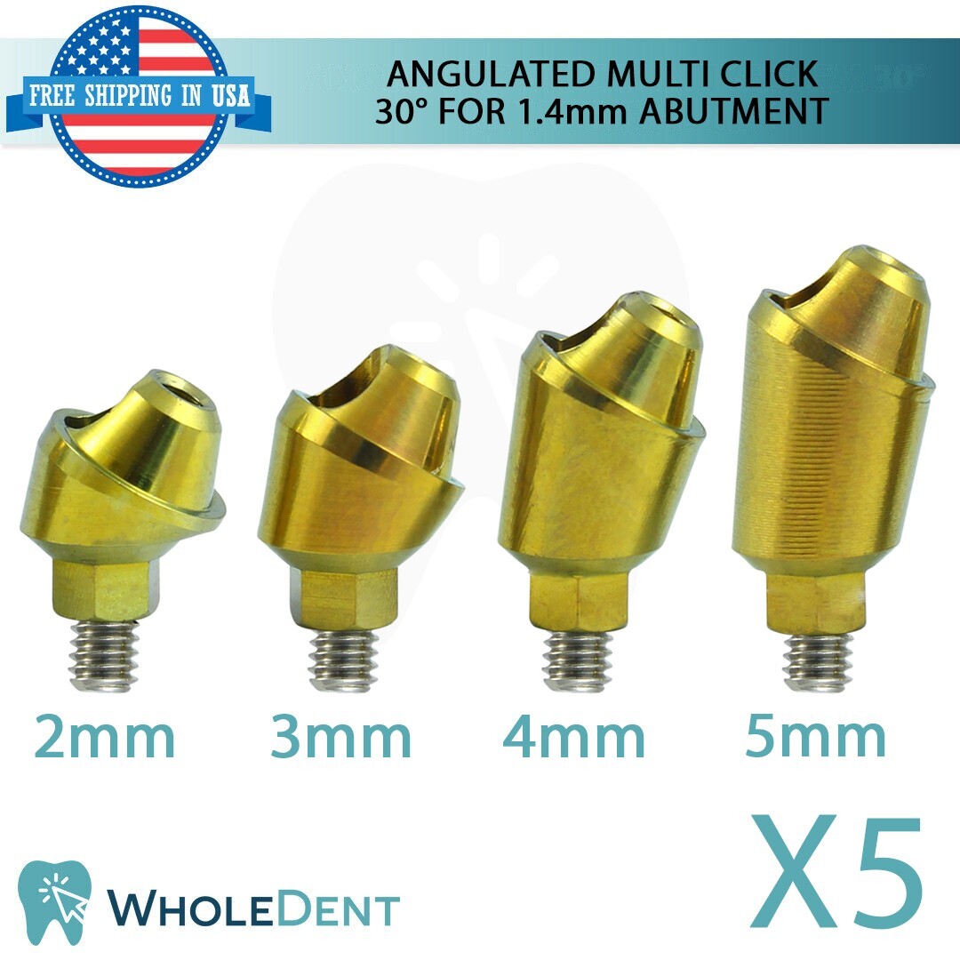 5X Angulated Multi Unit 30° 1.4mm Abutment Attachment Internal Hex 2.42mm