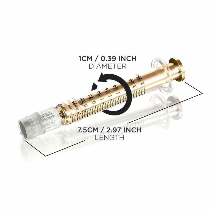 New 10/20Pcs 1ml Metal Glass Oil Syringe – Gold/Silver/Clear Color Glass Syringe
