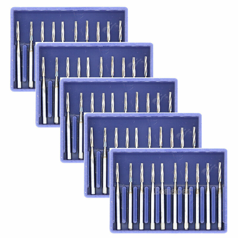 NEW 10Pcs Dental Lab Carbide Burs Drills FG169L# Tapered Fissure High Speed Bur