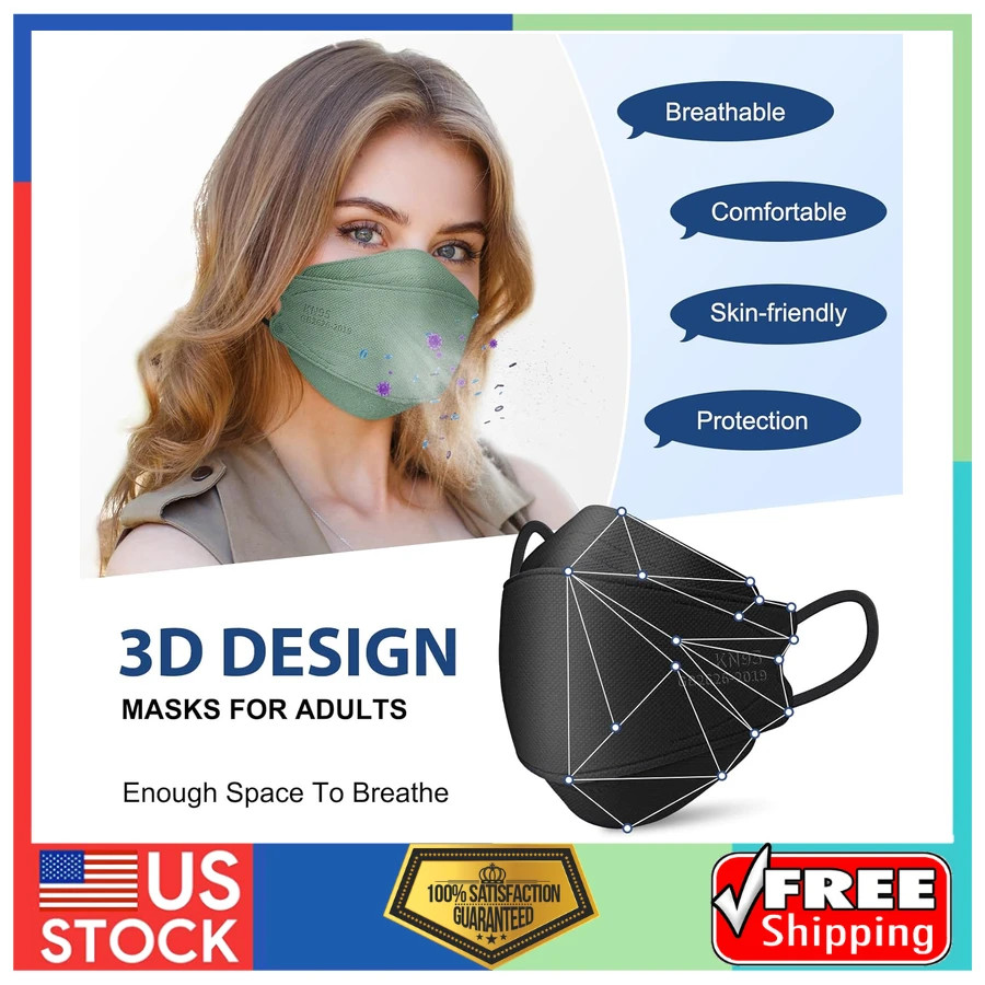 KN95 Face Masks Disposable 5 Layer Protective Respirator 50 Pack Individually…