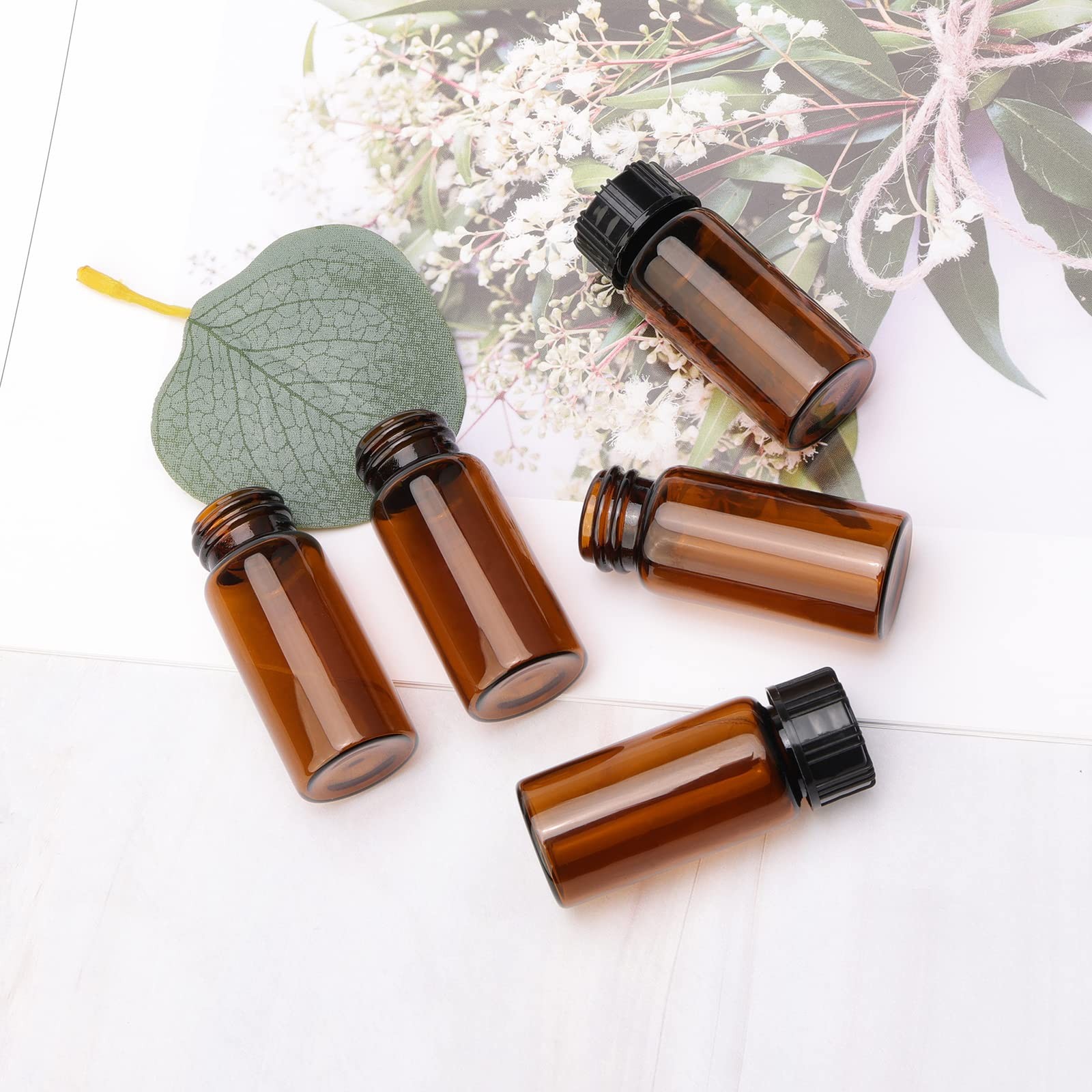JIUWU 10ml Liquid Sampling Sample 10ml Glass Bottles Vials 0.3 Oz Screw Cap