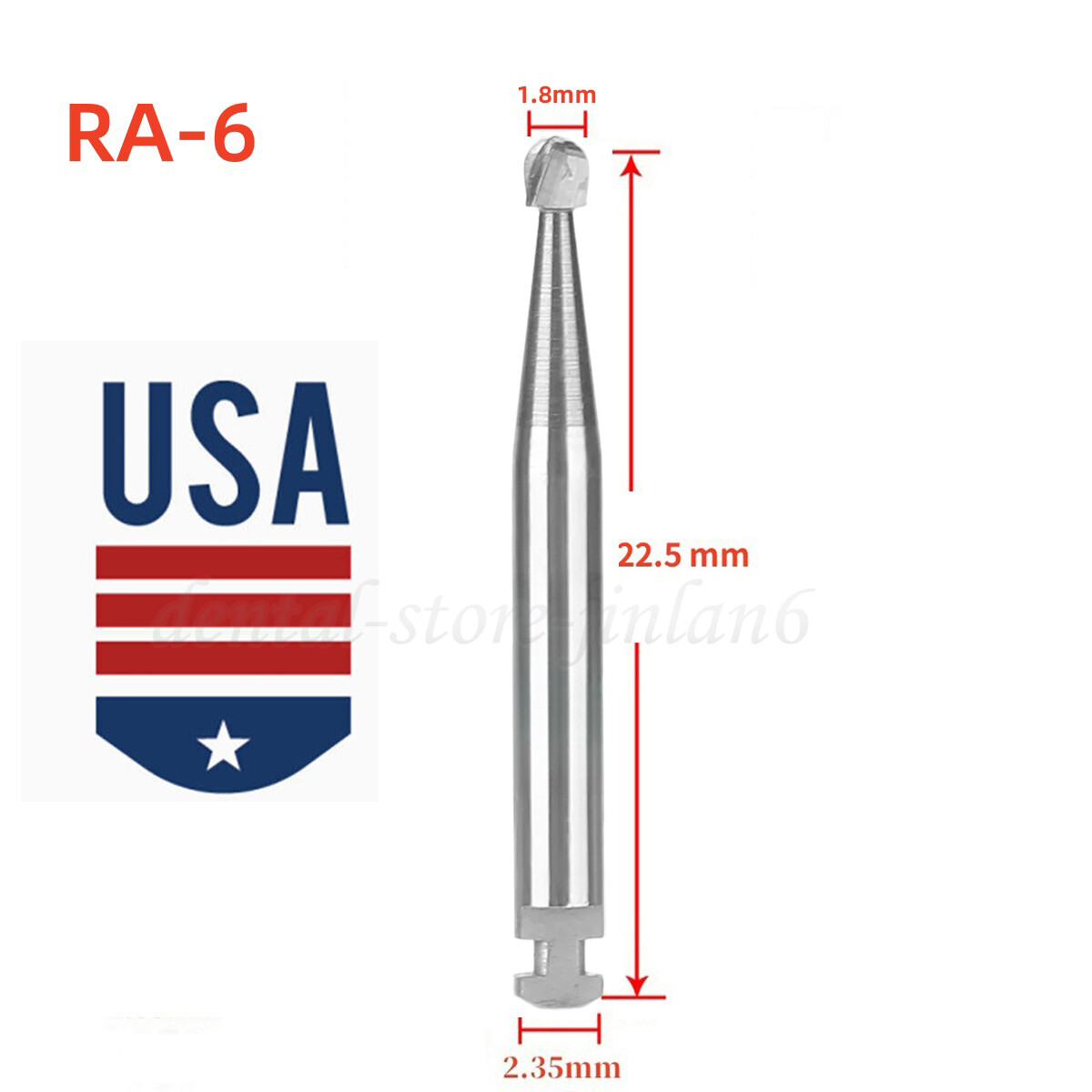 5 Pcs/Pack Dental 22.5mm Round Carbide Bur Slow Speed Latch Type RA4 Burs USA