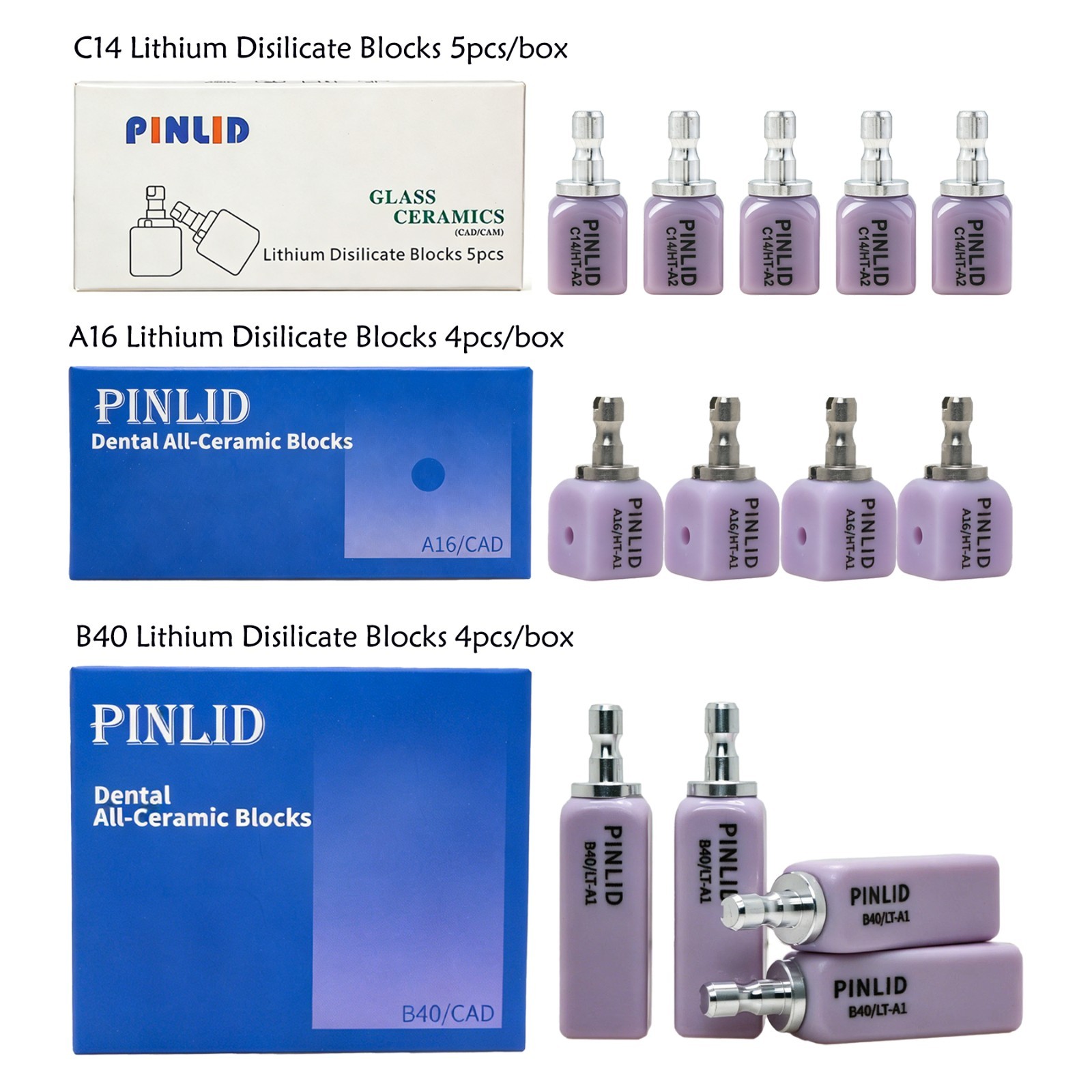 Dental Emax CAD/CAM Glass Ceramic Lithium Disilicate Blocks All Types for CEREC