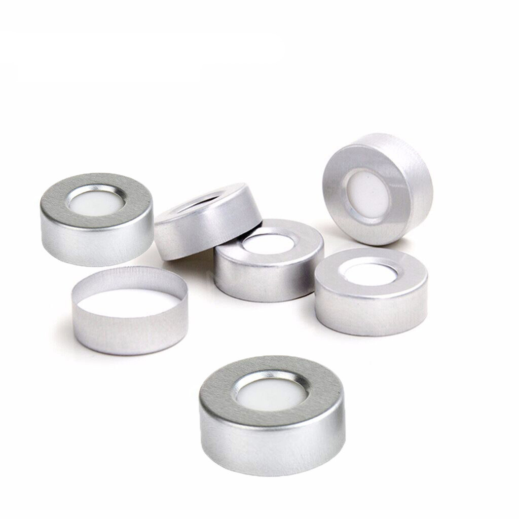 20mm Crimp Top Aluminum Cap+PTFE/Silicone Septa Fit 6mL/10mL/20mL Vials GC,HPLC