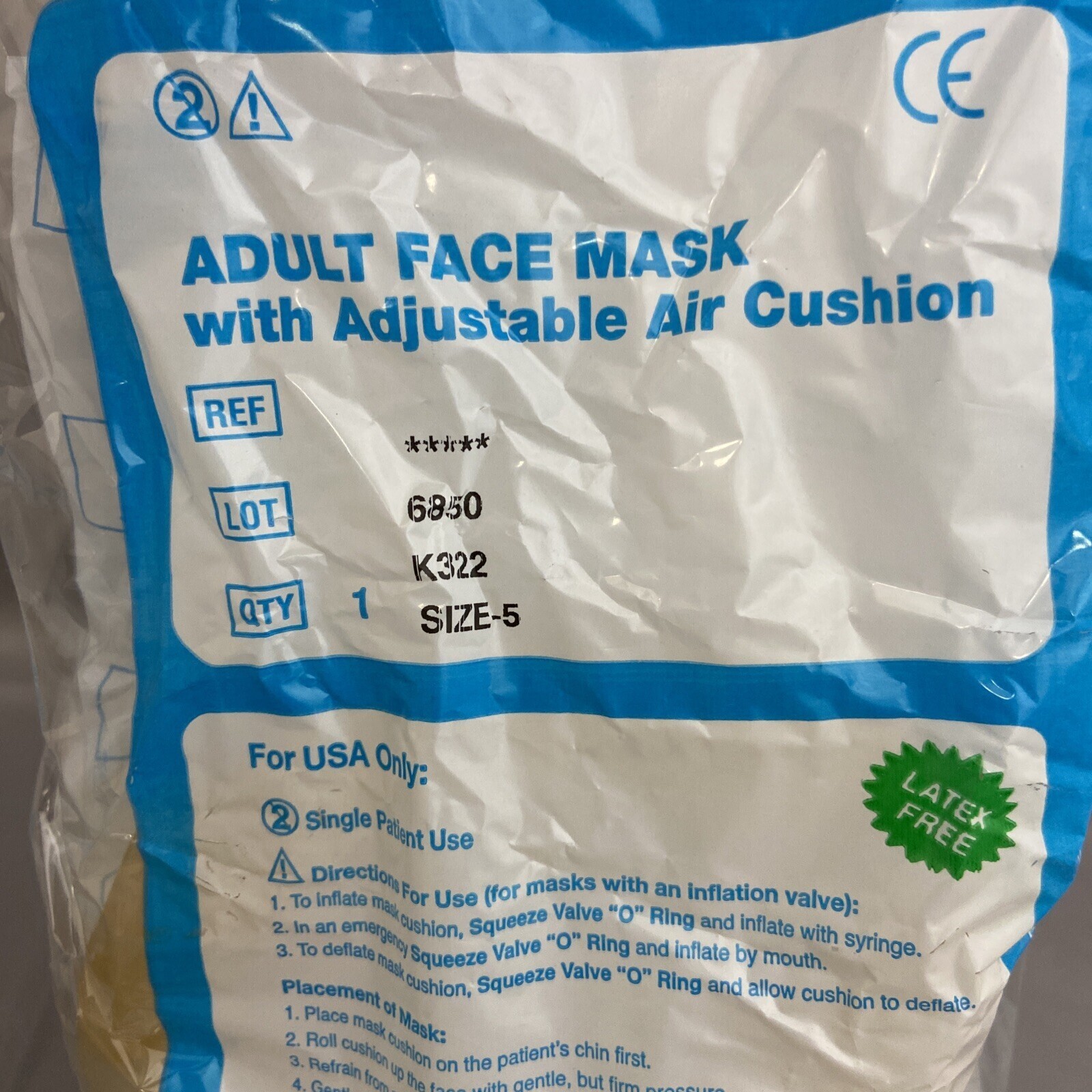 Lot Of 4 Vital Signs 6850 Adult Face Mask w/Adjustable Air Cushion Sealed Size 5
