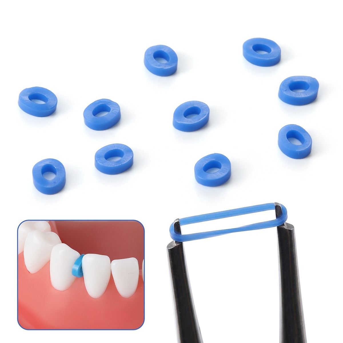 1000Pcs/Pack Dental Orthodontic Separator Blue Tie Elastic Band Force Continuous