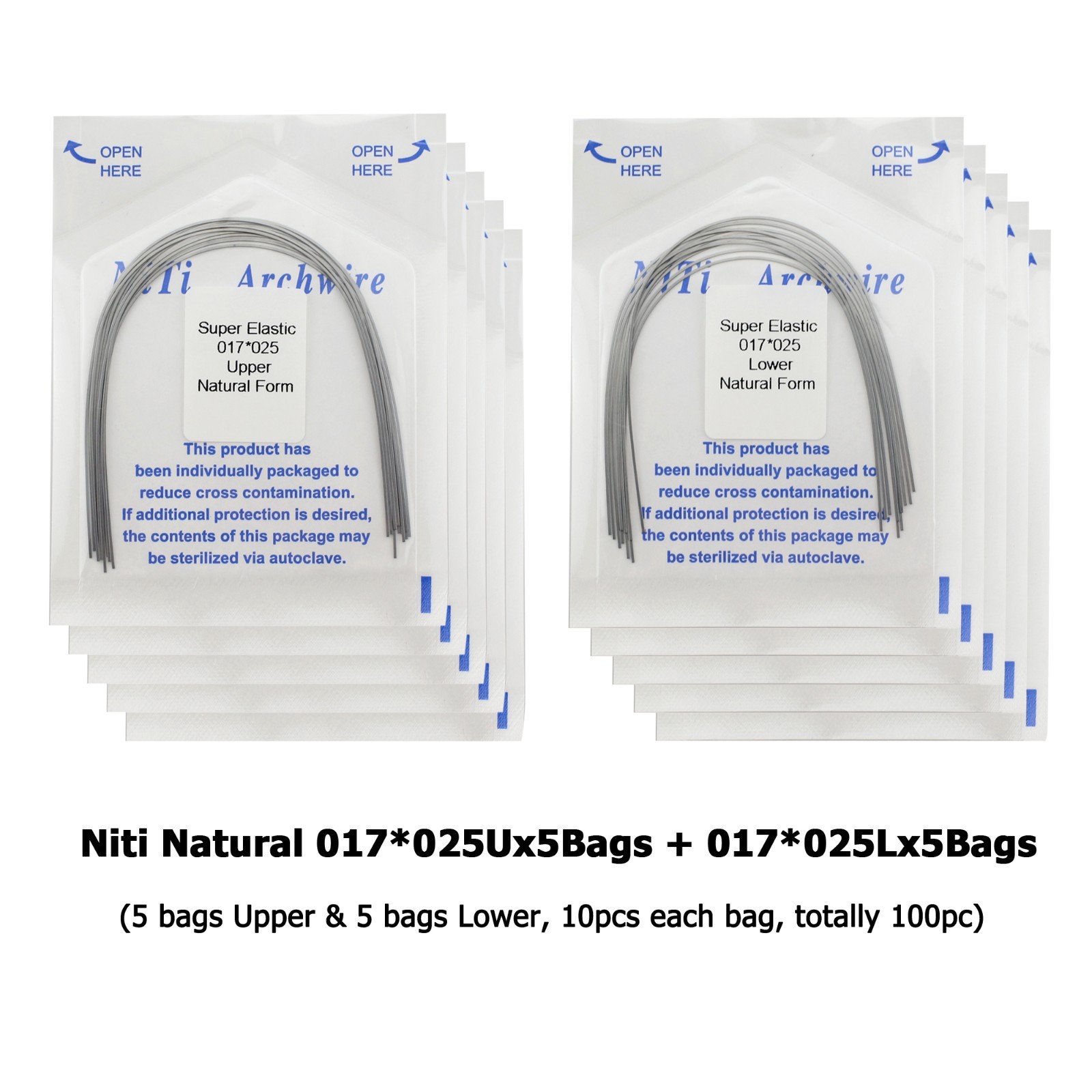 Dental Orthodontic Arch Wire Natural Form Niti Stainless Steel Round Rectangular