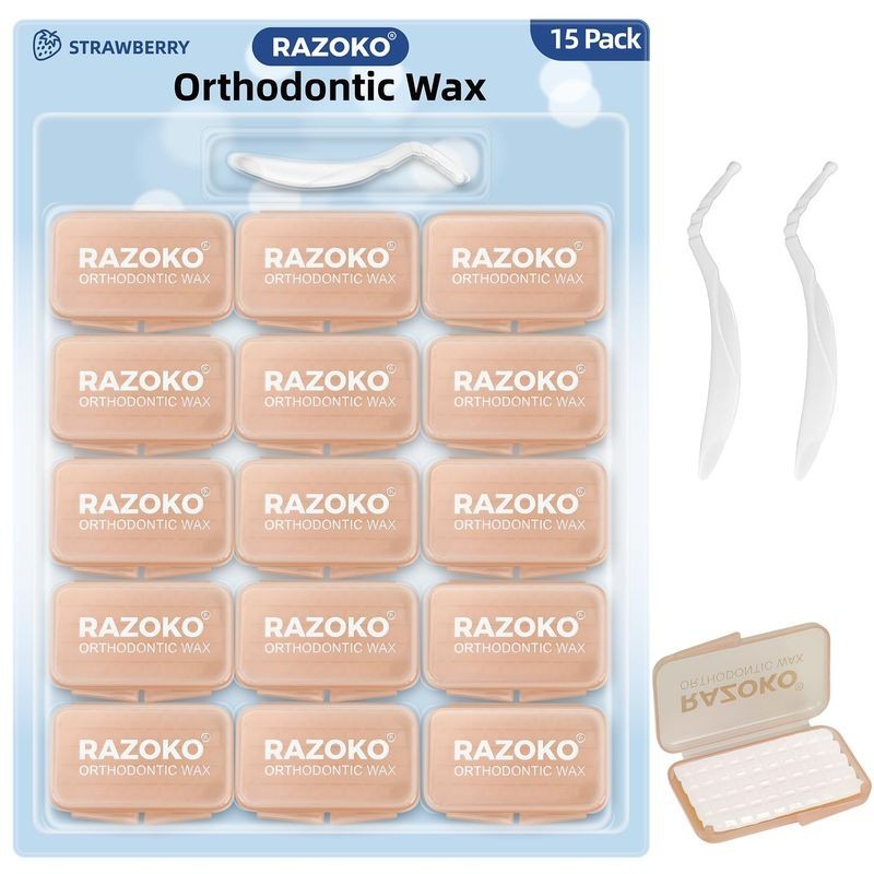 RAZOKO Orthodontic WAX for BRACES Irritation – WHITE/ UNSCENTED – 15 pk – Dental