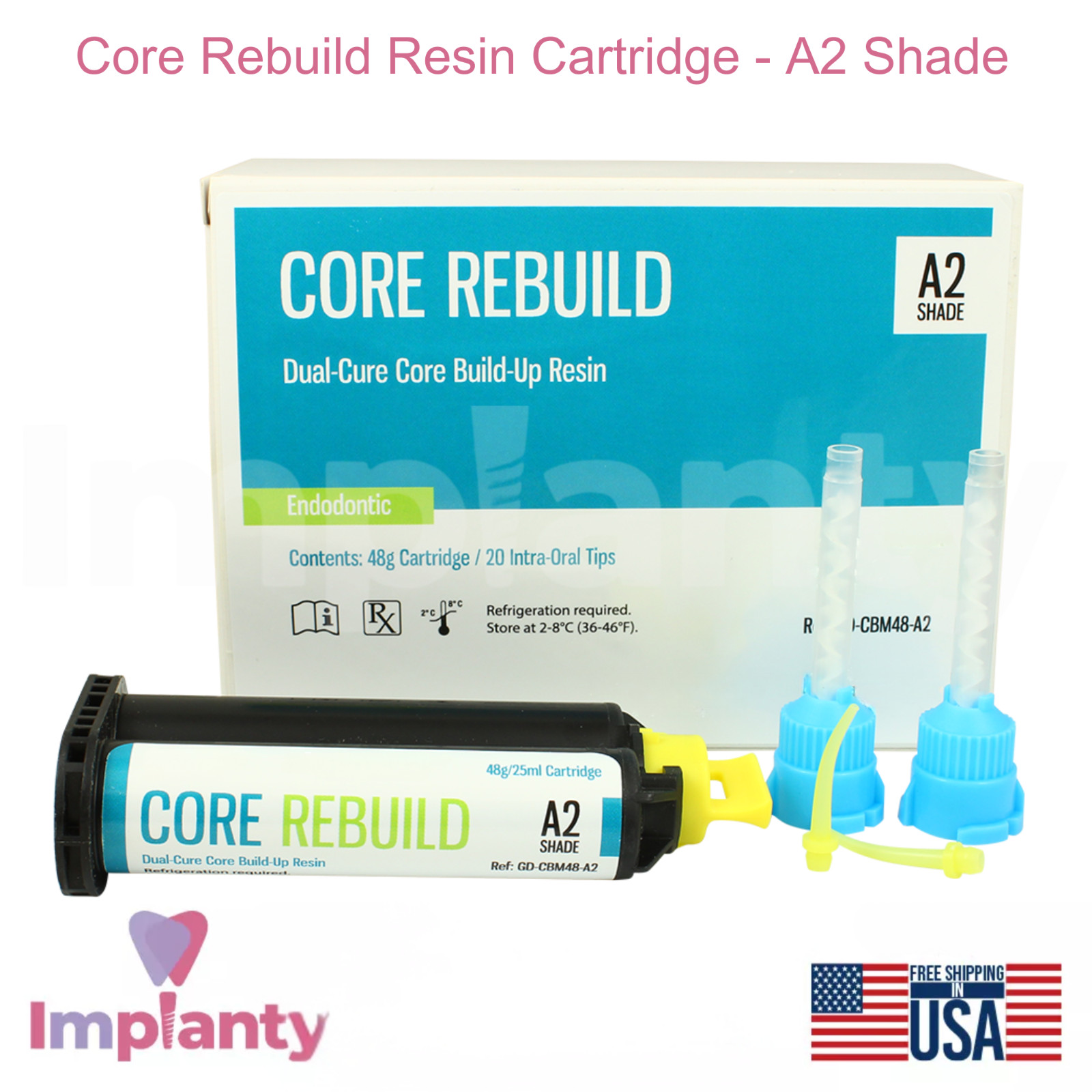 Core Rebuild Res!n A2 Cartridge 48g Strong Dual Cure Dental Restoration