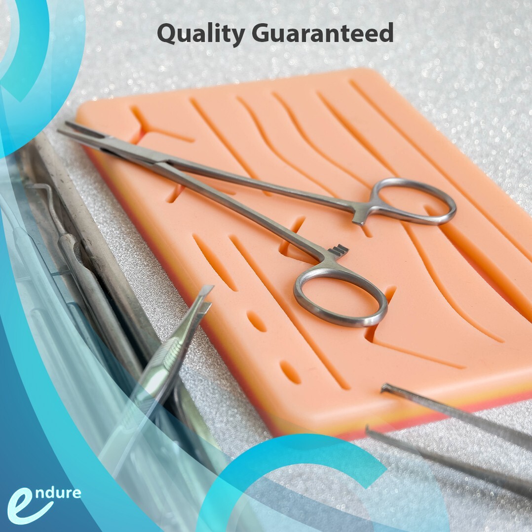 Suturing Tools for Medical & Nursing Students, Large Silicone Pad with wounds