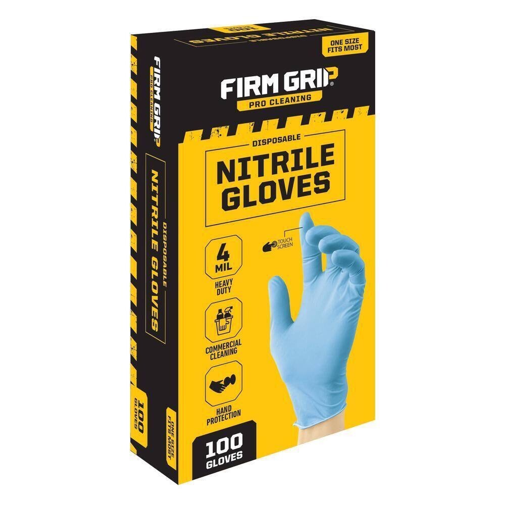 ✳️Firm Grip Pro Cleaning Disposable Heavy Duty Nitrile Gloves 100-Count One Size