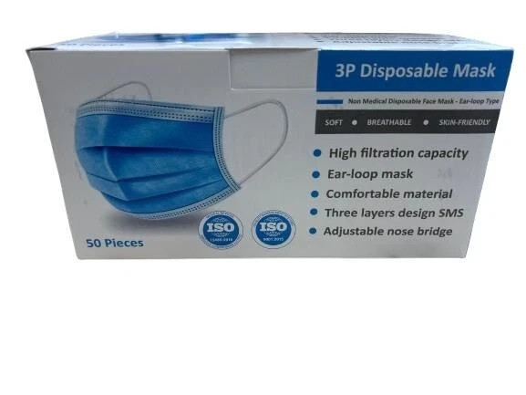 40 Box (2000pcs) Blue 3-Ply Disposable Face Masks This Item Is Expired Oct 2023