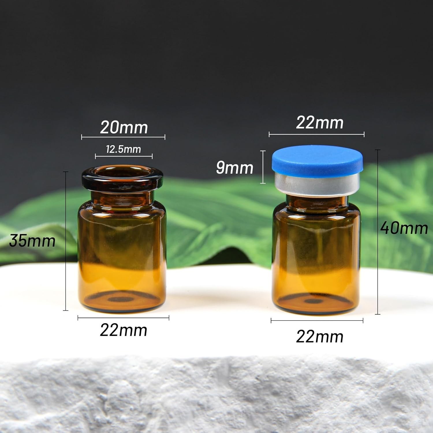 100 Pack 5ml Amber Glass Vials with Caps – 1.5 Dram Lab Headspace Vials, 20mm…