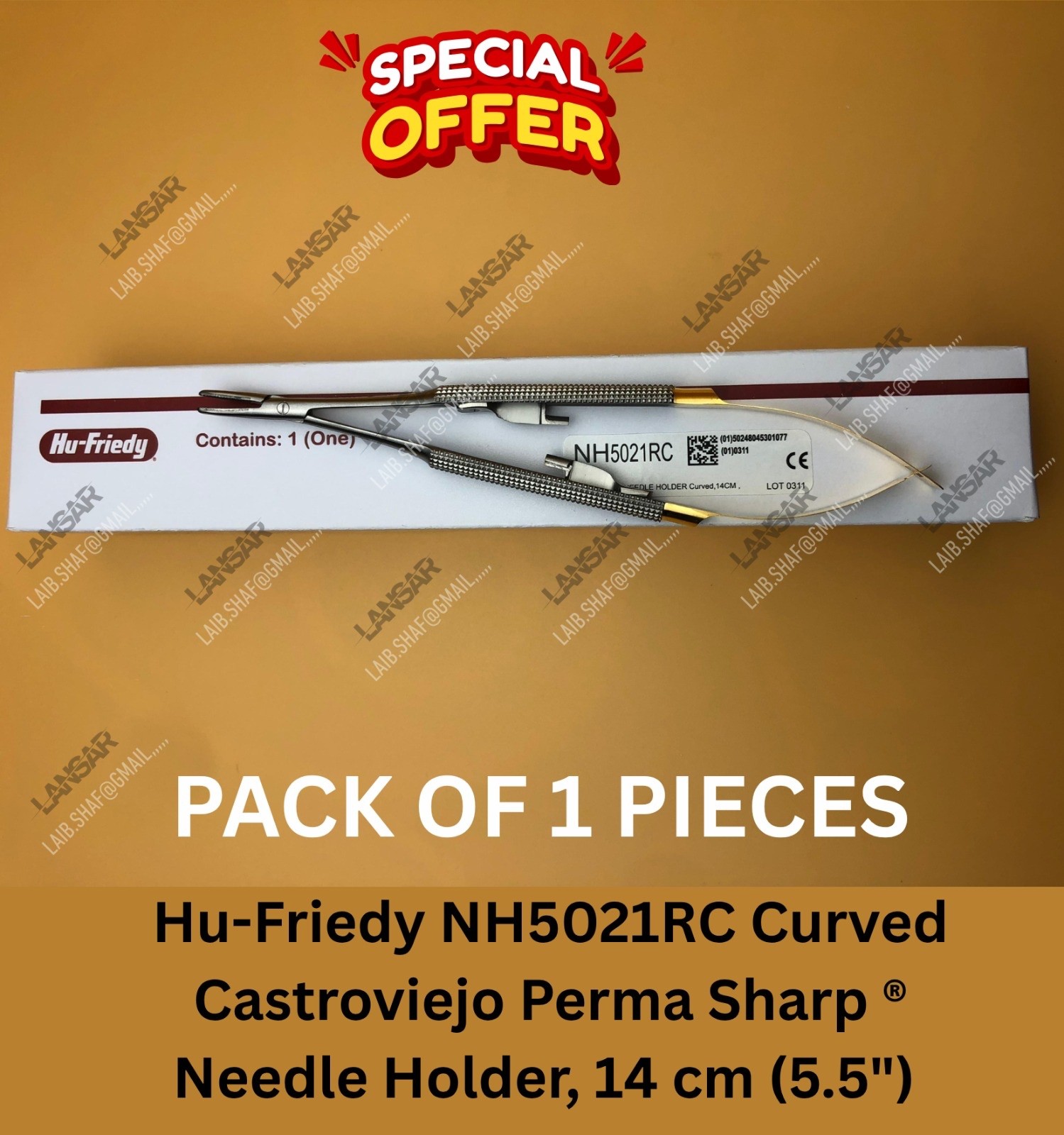 HU FRIEDY NH5021RC Curved Castroviejo Perma Sharp™ Needle Holder, 14 cm (5.5″)