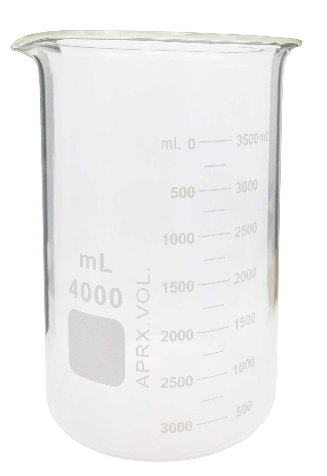 Beaker Griffin Style 4000ml Capacity Borosilicate Glass Graduated. Laboratory