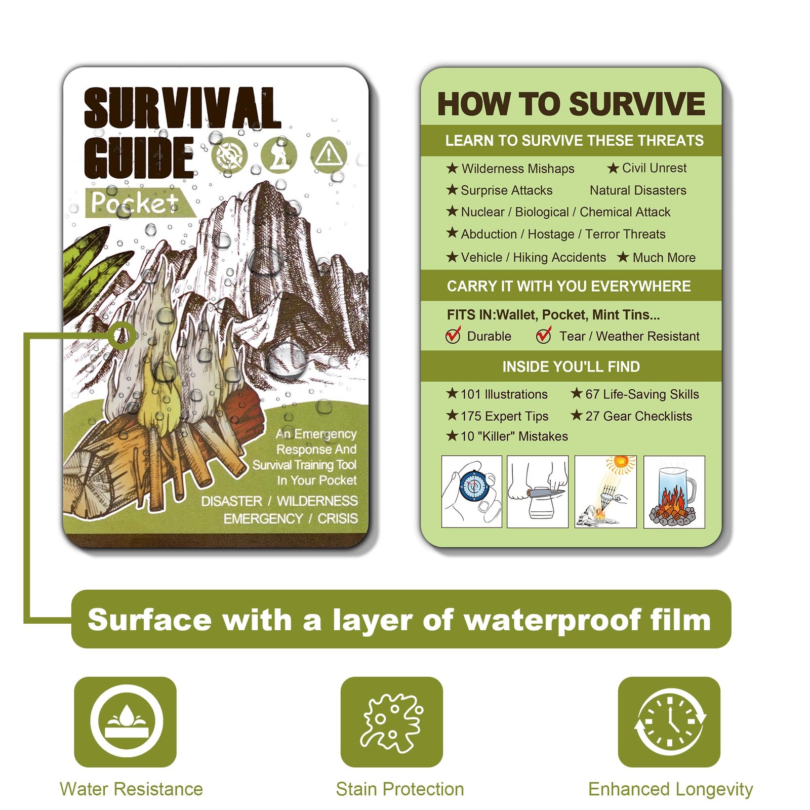 Tiny Pocket Survival Guide EDC Kits Military Grade for Multi-color