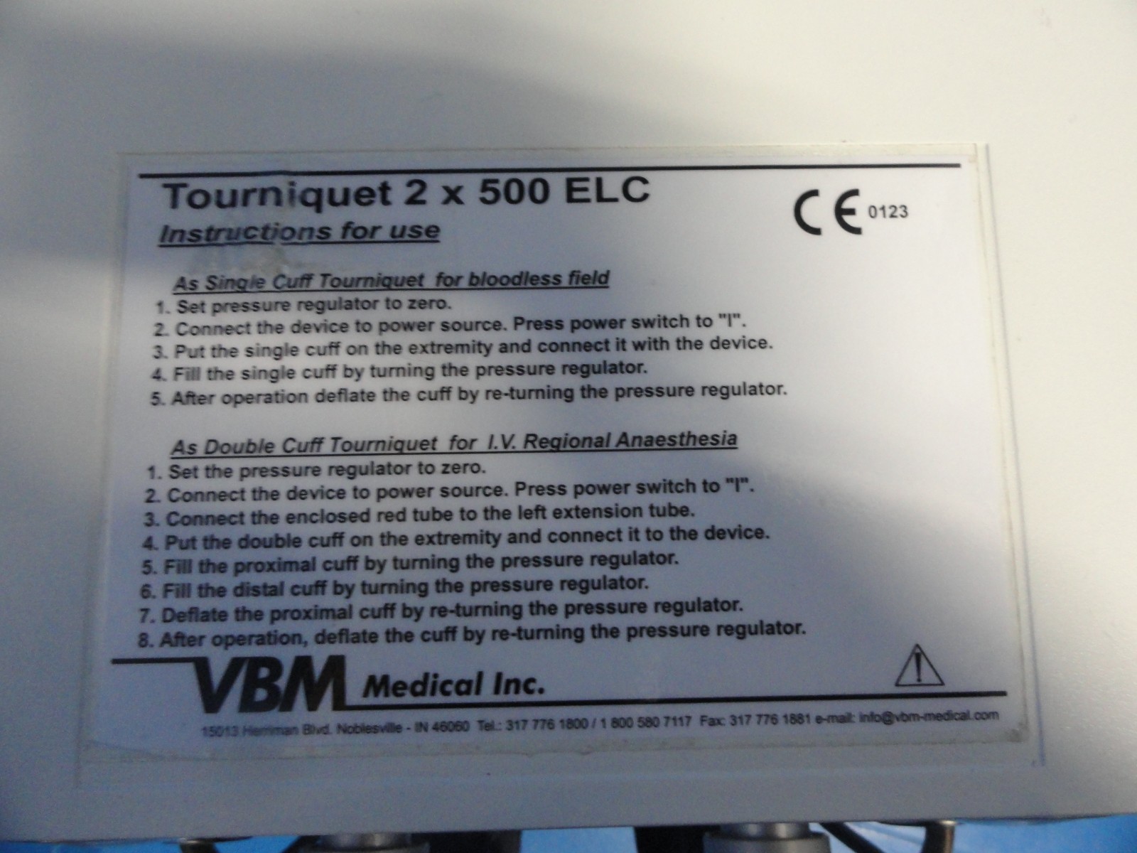 VBM Tourniquet System with Cart P/N 2 x 500 / ELC ~ No Hoses, No Cuffs ~16670