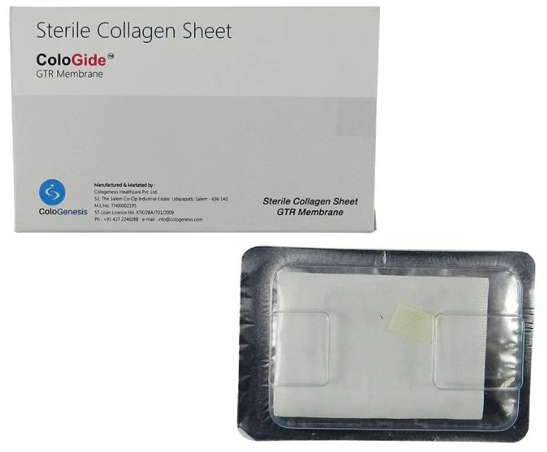Pack Of 2 New Colo Gide Sterile Collagen Sheet GTR Membrane 10 x 15mm Dental