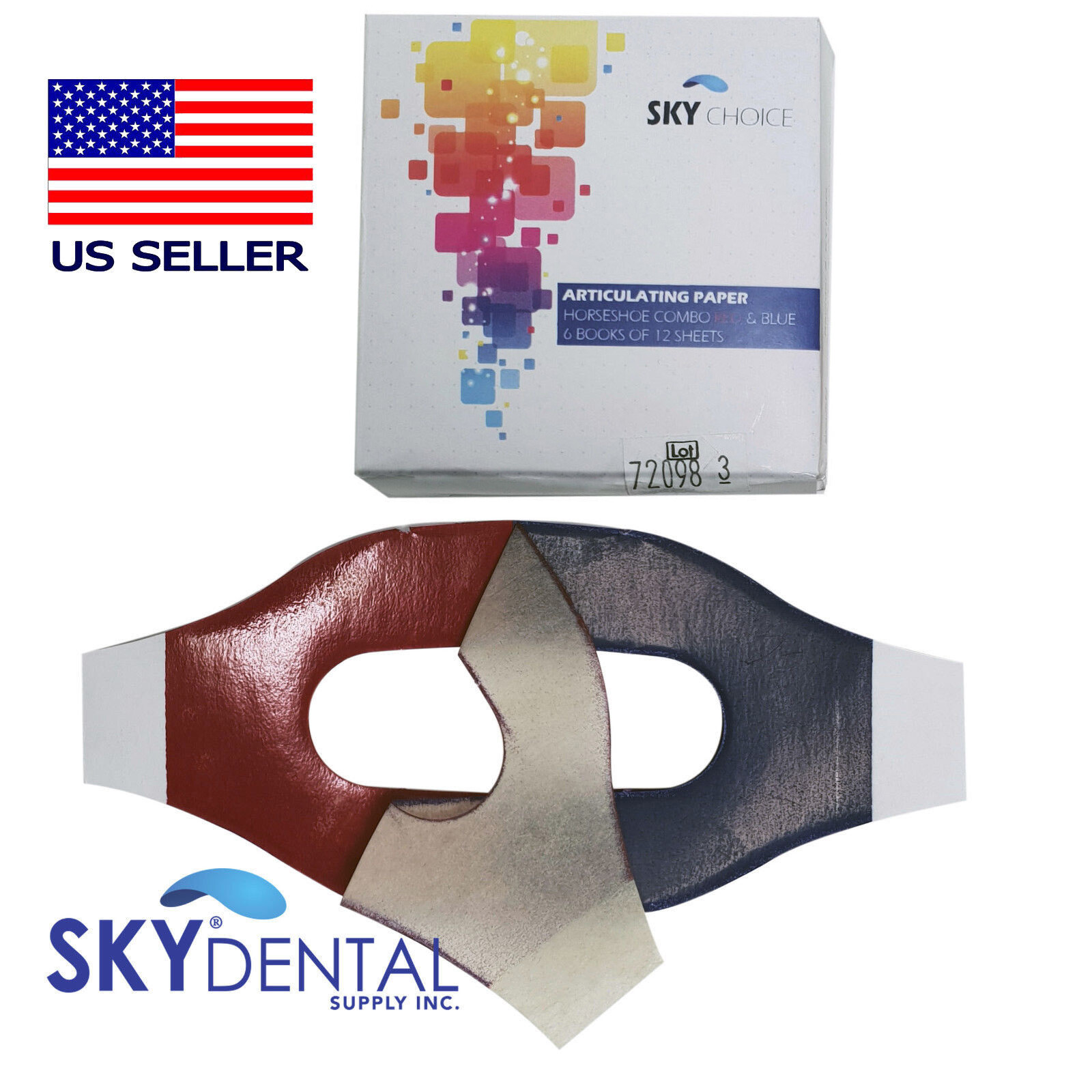 Red / Blue Articulating Paper Horseshoe 89 Microns 12 Books/Box