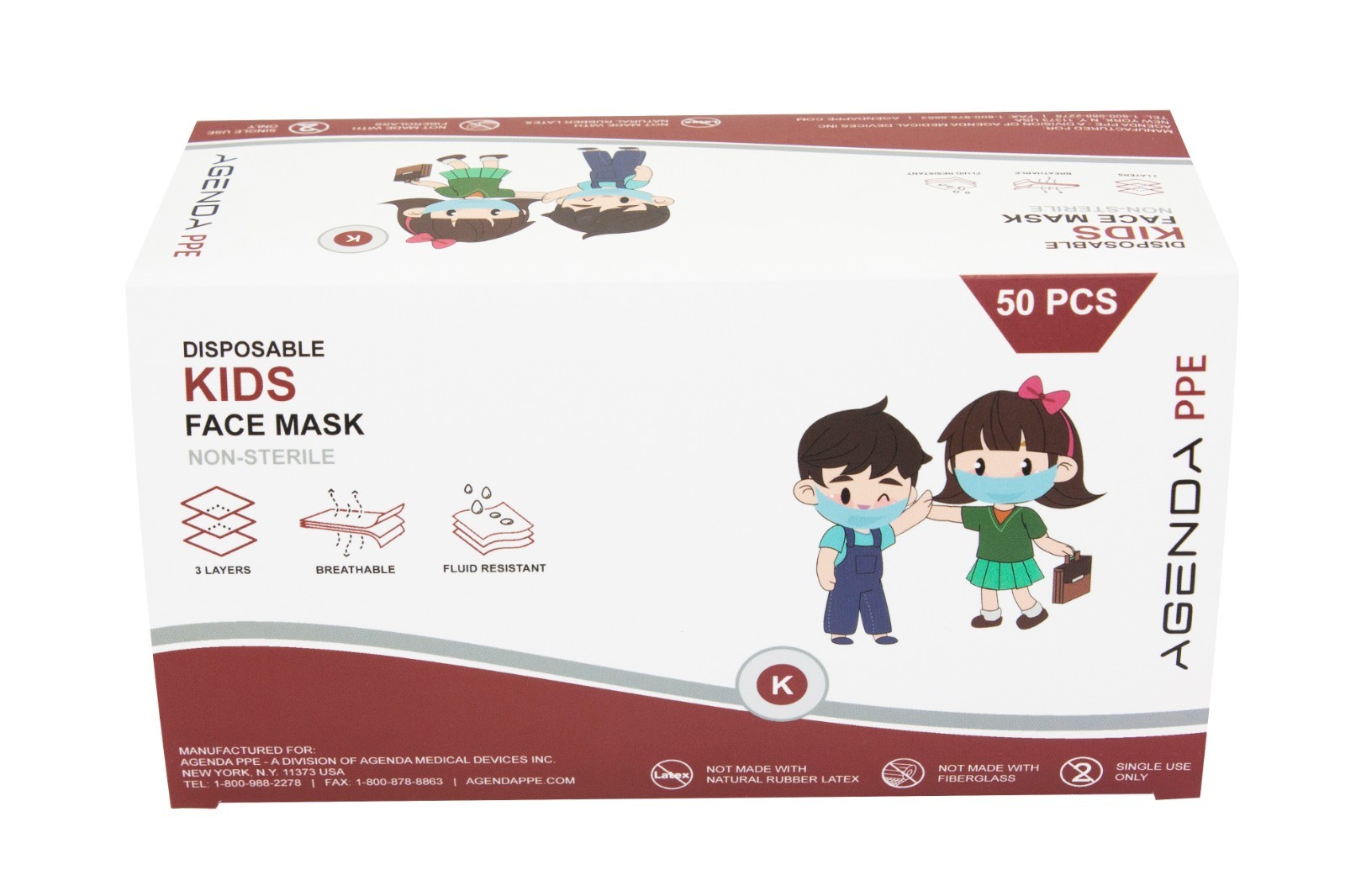 Agenda PPE – Kids Disposable Animal Face Masks Blue 3 Ply Earloop – 600pcs
