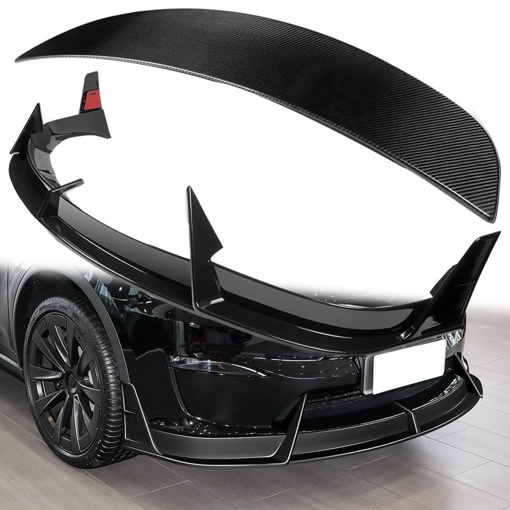 6PCS Front Lip & Rear Spoiler for Tesla Model X 2022-2025 Carbon Fiber ABS Black
