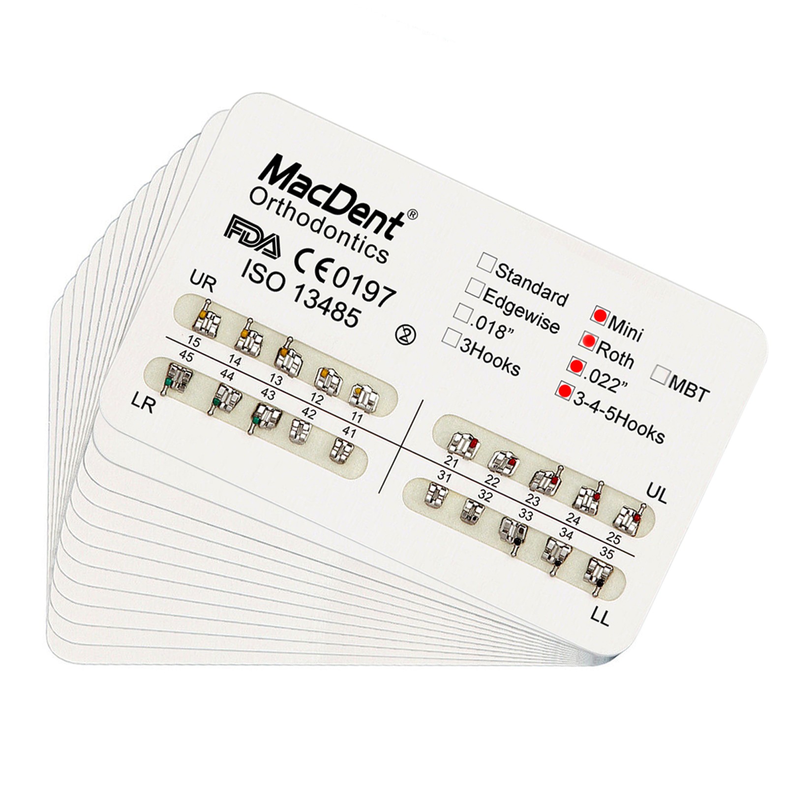 MacDent Dental Orthodontic Brackets Braces Mini Roth MBT Slot 022/018 Hooks 345