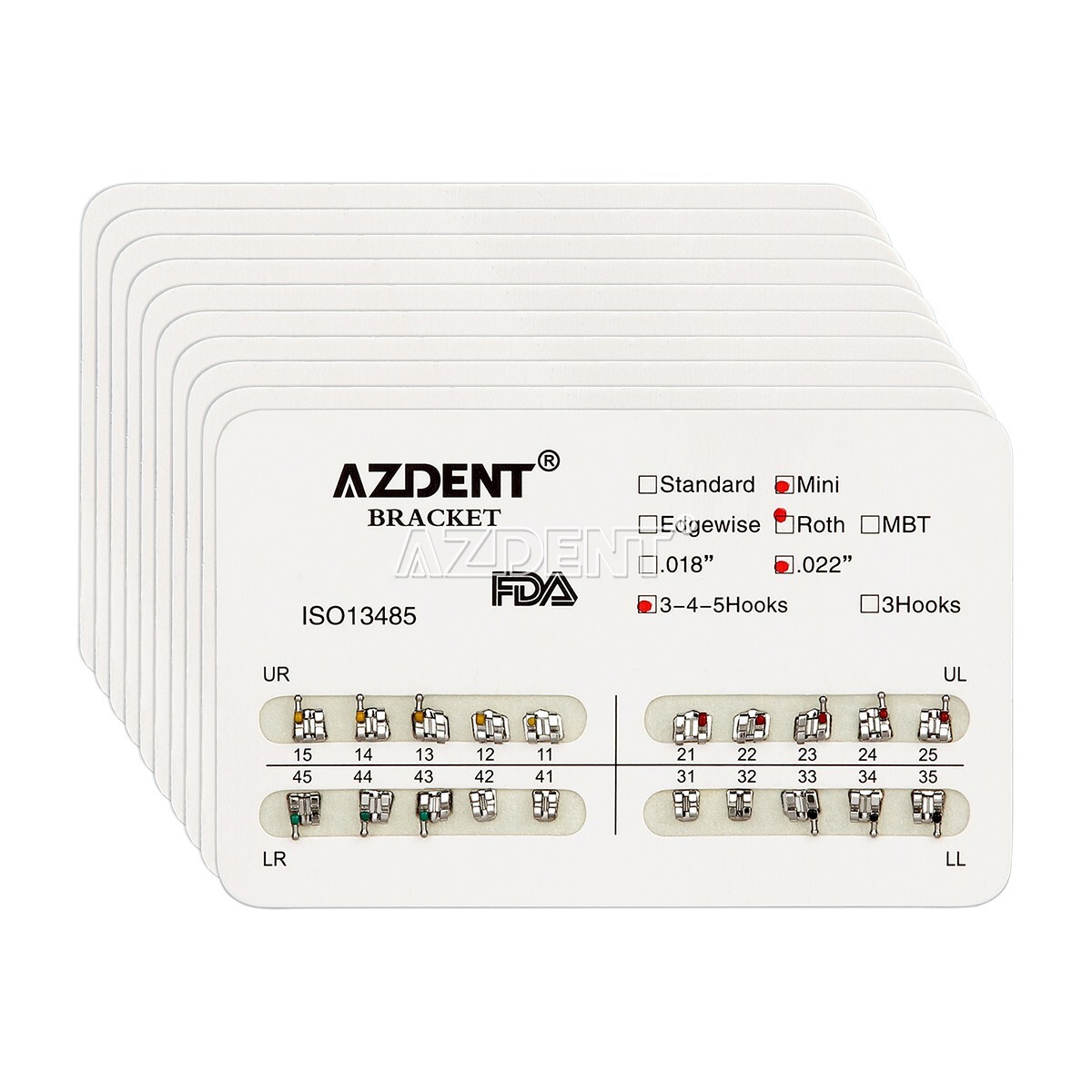 10 Packs AZDENT Dental Orthodontic Brackets Braces Metal Mini Roth.022 Hooks 345