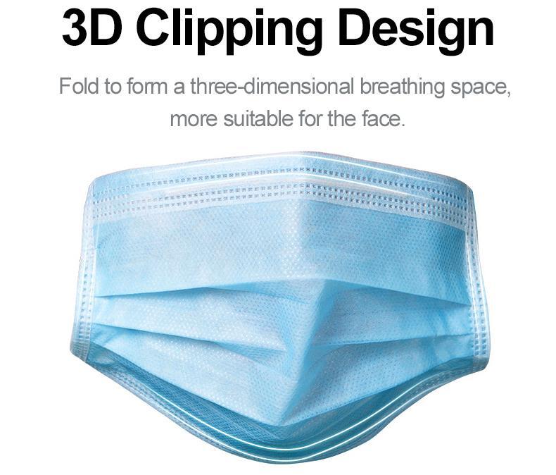 3-Layer Disposable Face Masks Non-Woven Anti-Dust Mask with Ear Loops