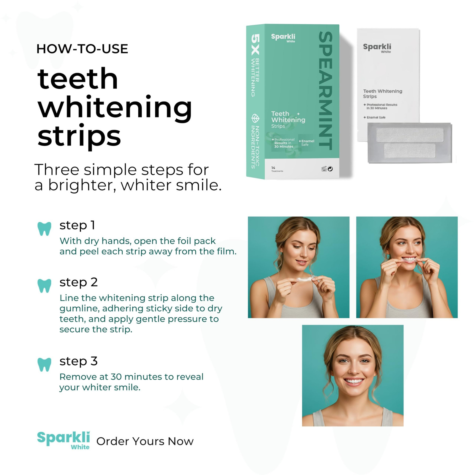 SparkliWhite Teeth Whitening Strips-Dentist 1 Count (Pack of 1), Mint
