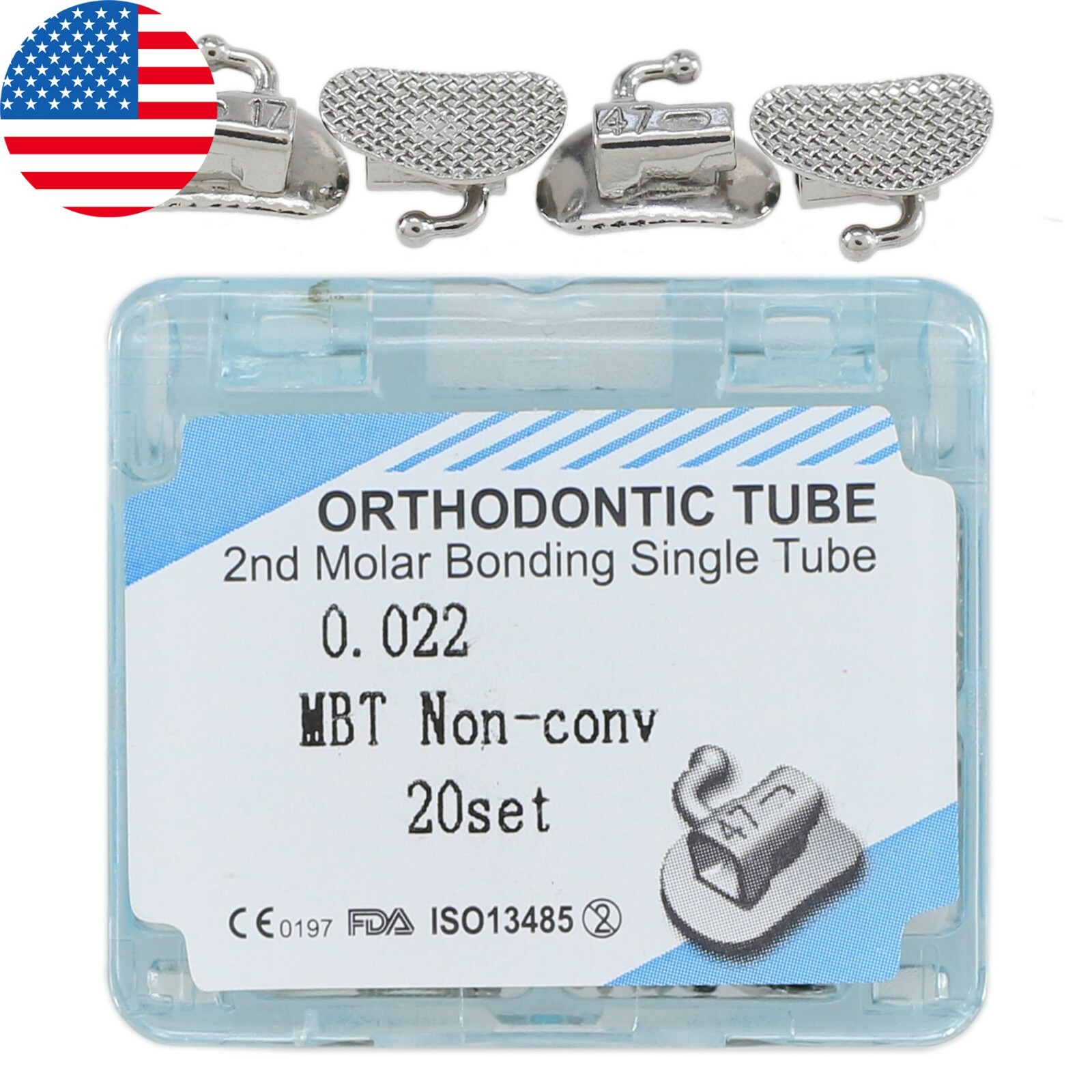 USA Dental Orthodontic Buccal Tubes MBT Roth 022 1st 2nd Molar Bondable Single