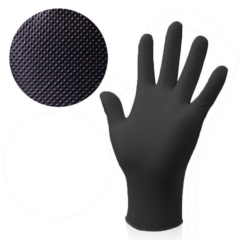 Diamond Textured Black Industrial Nitrile Gloves 8 Mil X-Large, 100/Bx