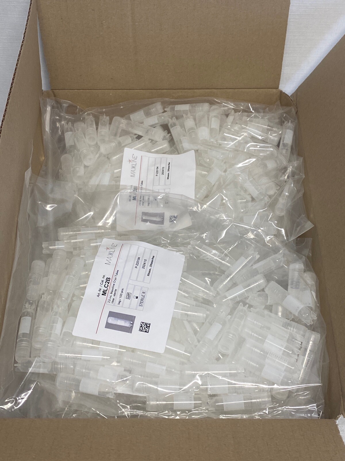 (1000) MAXXLINE 2mL PP External Thread Cyrogenic Vials w/ Screw Caps MLC2