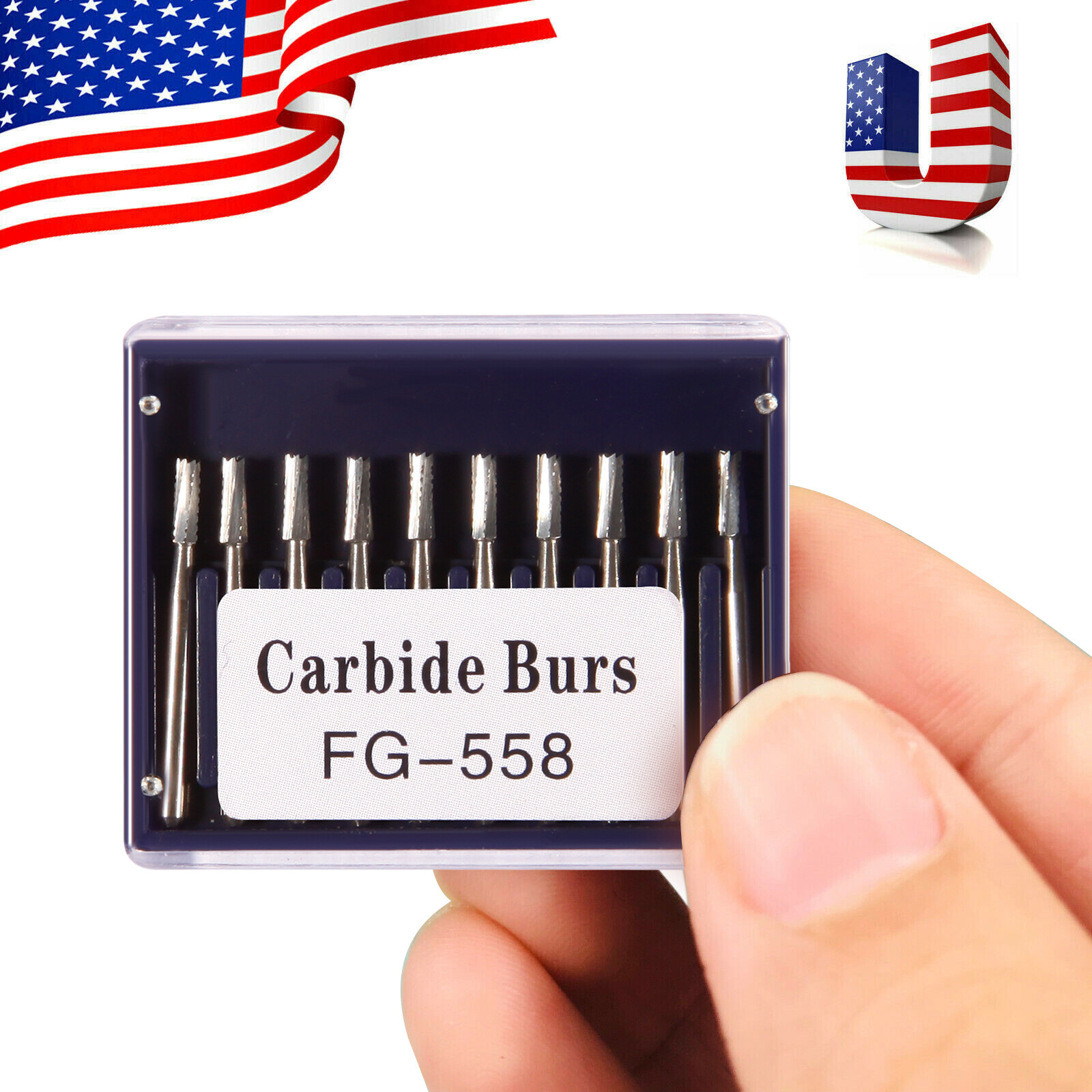10Pcs FG-558 Dental Tungsten Carbide Steel Burs for High Speed Handpiece