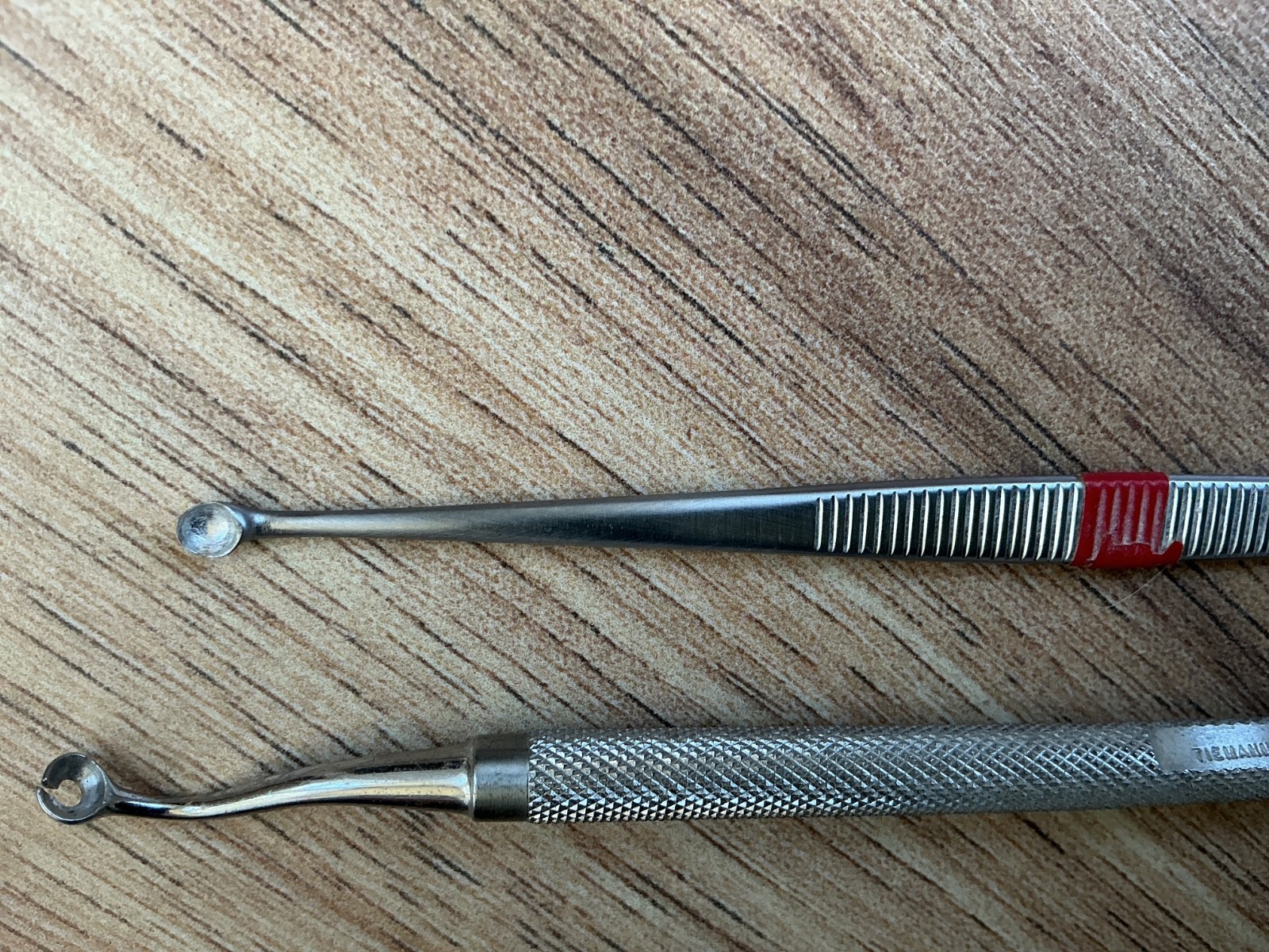 2-Tiemann Surgical Dermal Curette Size Unknown Stainless Steel Instrument German
