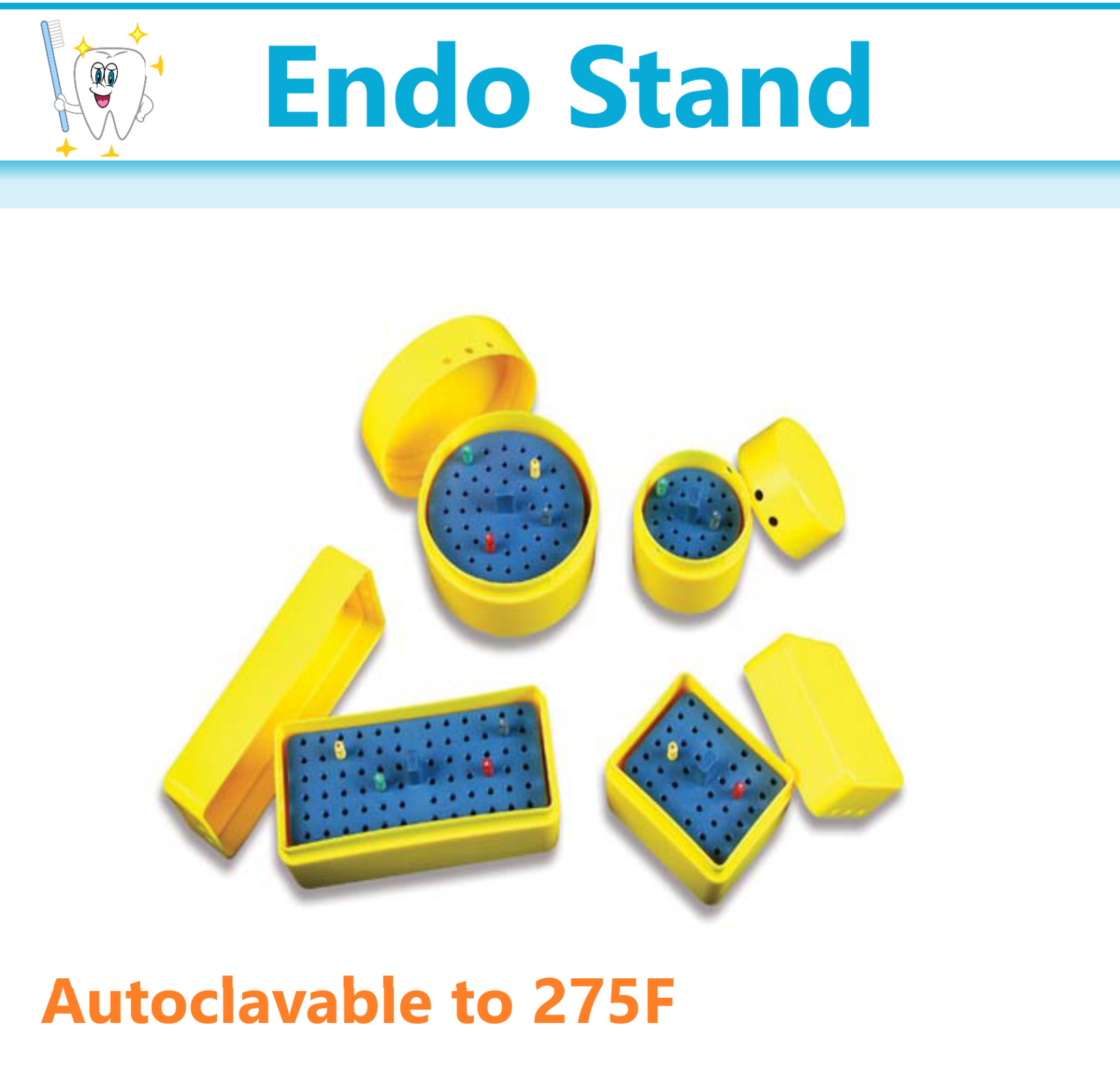 Dental Endo Stand Holds up to 72 Instruments, Autoclavable to 275F, Remove Inner