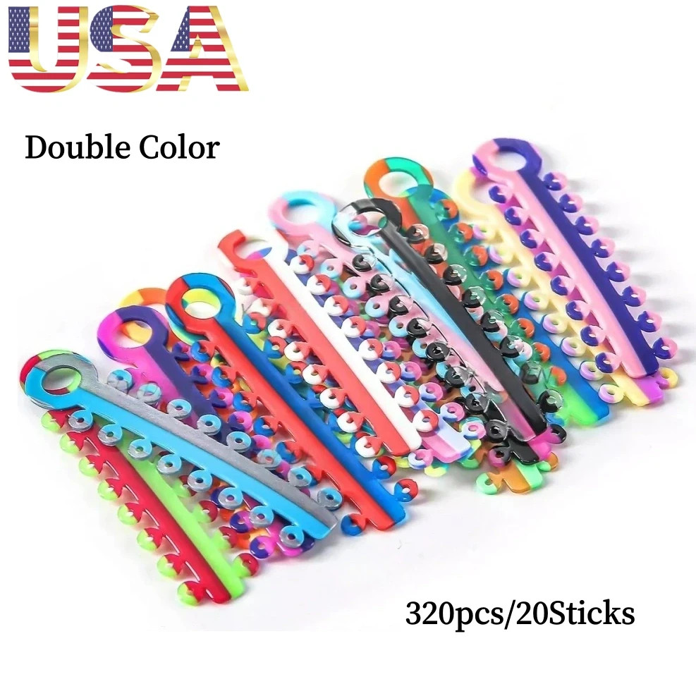 Dental Orthodontic Braces Elastic Ligature Ties Rubber Bands Single/Double Color