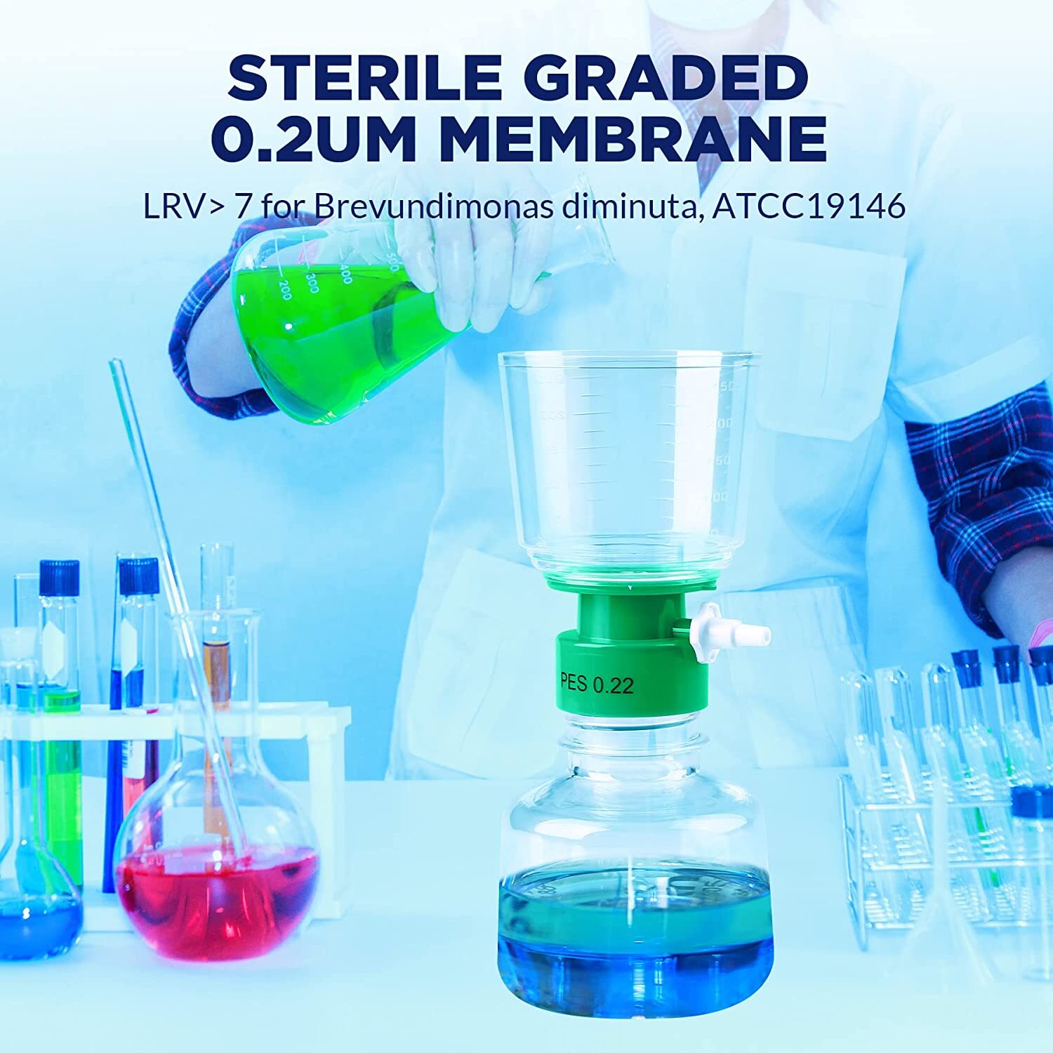 500mL Sterile Bottle Top Vacuum Filter Units with 0.22um PES Membrane Pack of 4
