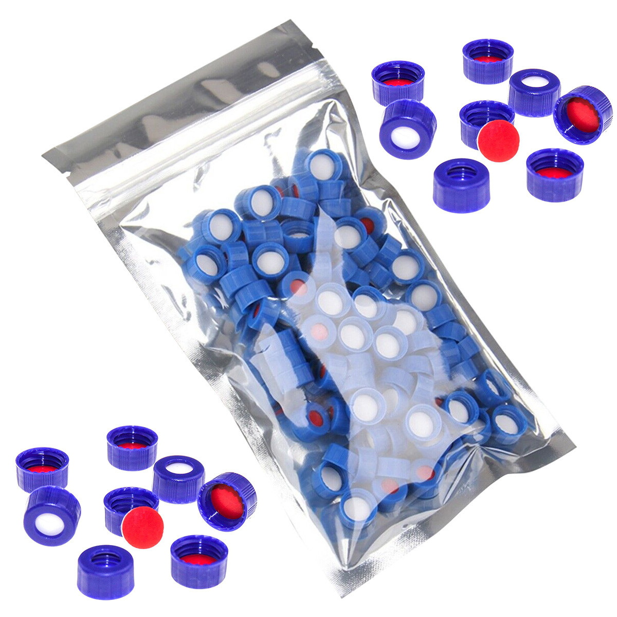 6000xAutosample Vial Cap,9-425 HPLC 2ml Vial Screw Thread Blue caps,9mm