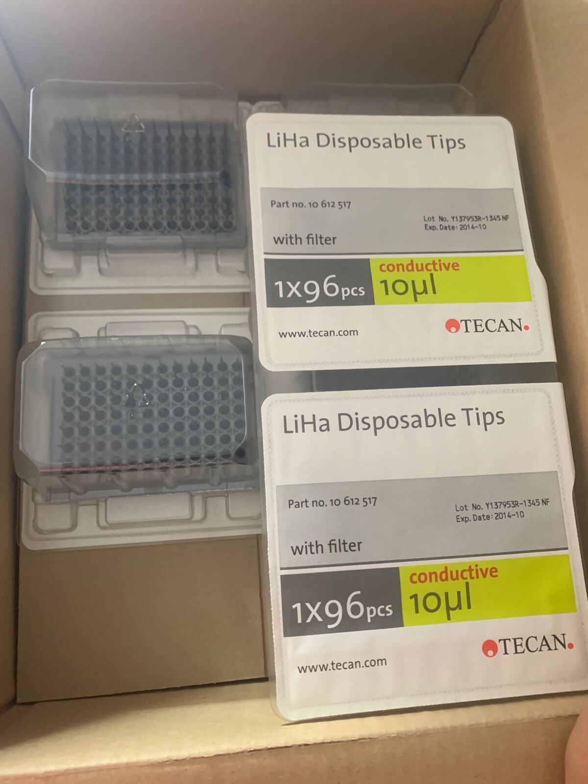 TECAN 10µL LIHA Disposable Pipette Tips Pure Filtered Hanging 96 Rack 2112/Case
