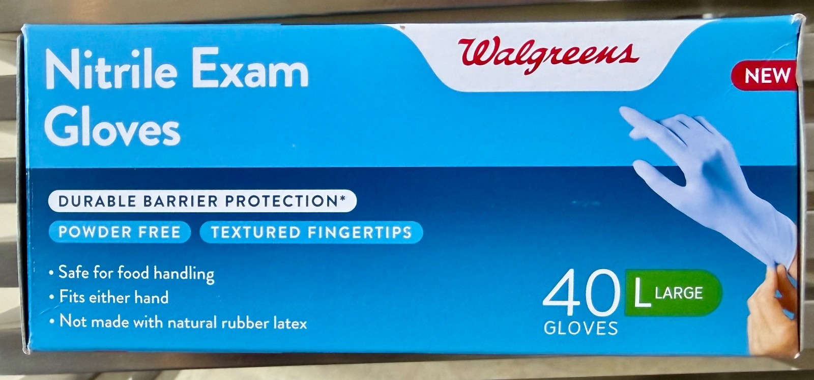 NEW IN BOX Walgreens Nitrile LARGE Exam Gloves Textured fingertips SEALED 40 ct