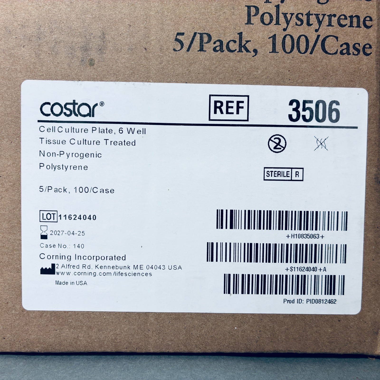Corning 3506 Cell Culture Plate 6-Well TC Treated Case of 100 Plates