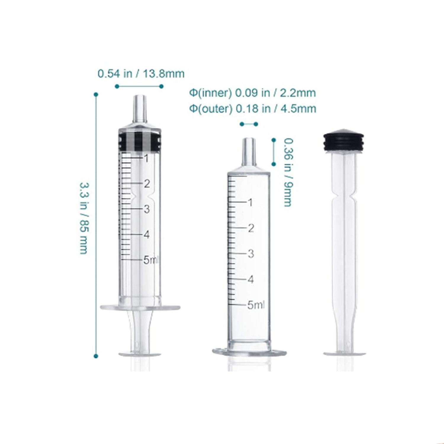 25/50/100 Pack 3ml 5ml Luer Slip Syringes without Needle, Disposable, Sterile