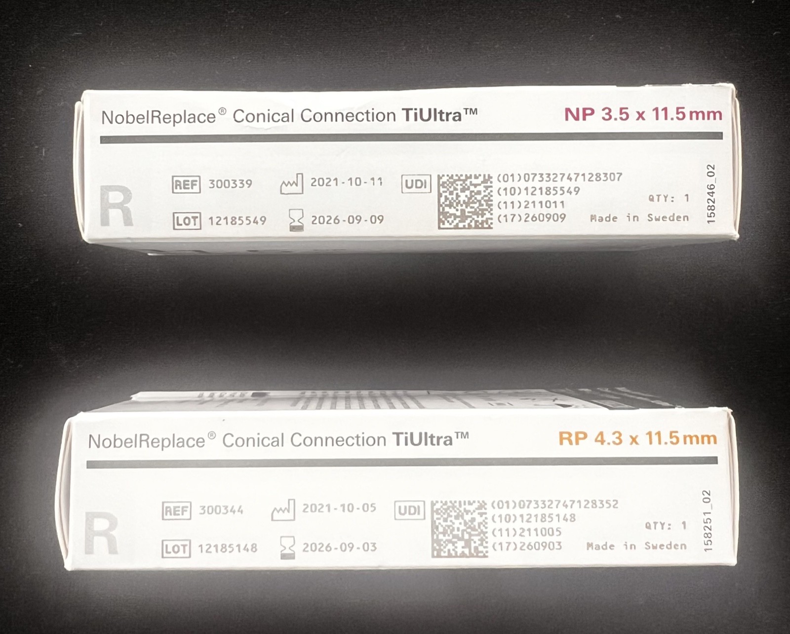 NOBEL BIOCARE NobelReplaceCC TiUltra NP 3.5 x 11.5mm and 4.3×11.5mm